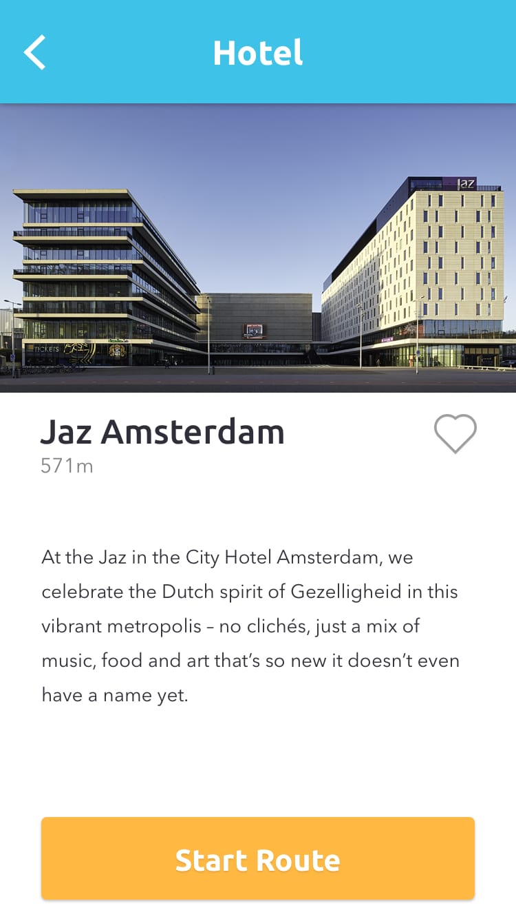 Jaz Hotel Amsterdam, destination Gloway app